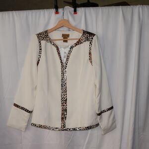 Midnight Velvet Size 12 White Jacket Animal Trip Polyester Hook Eye Lined